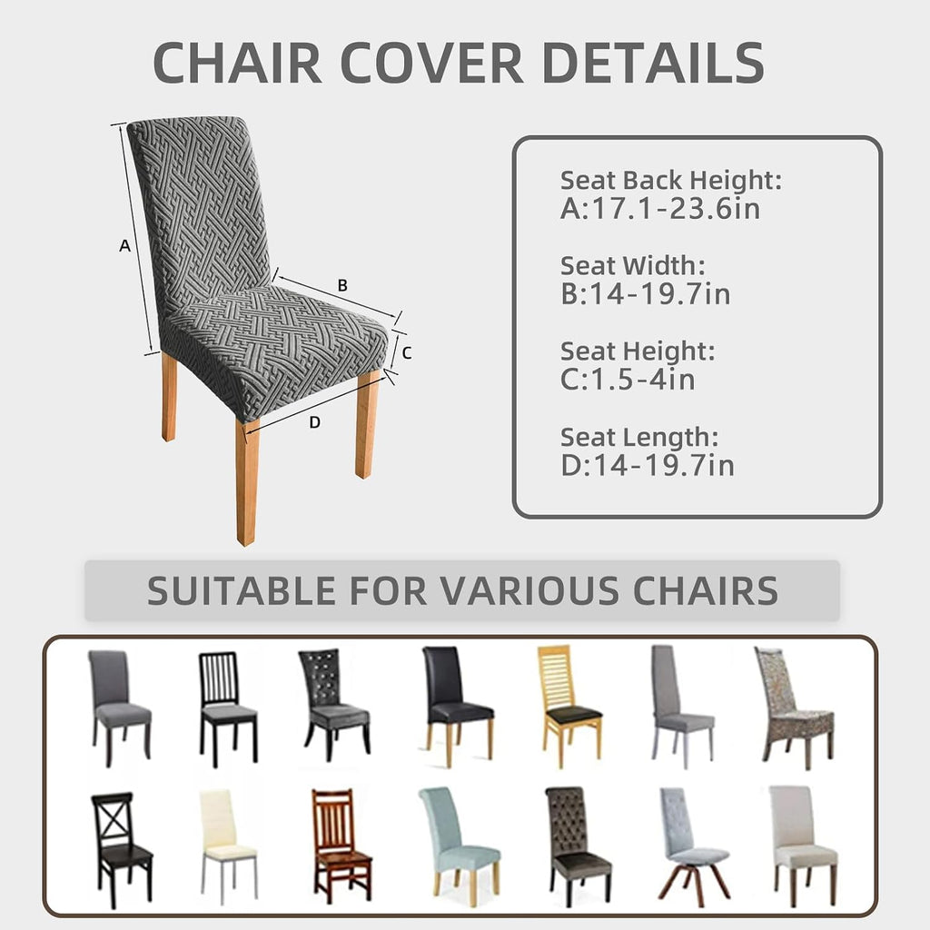 Chair Covers, Dining Room Chair Covers, Anti-cat Scratch, Washable, Regular Size, Chair Covers 4 Pack, Meeting