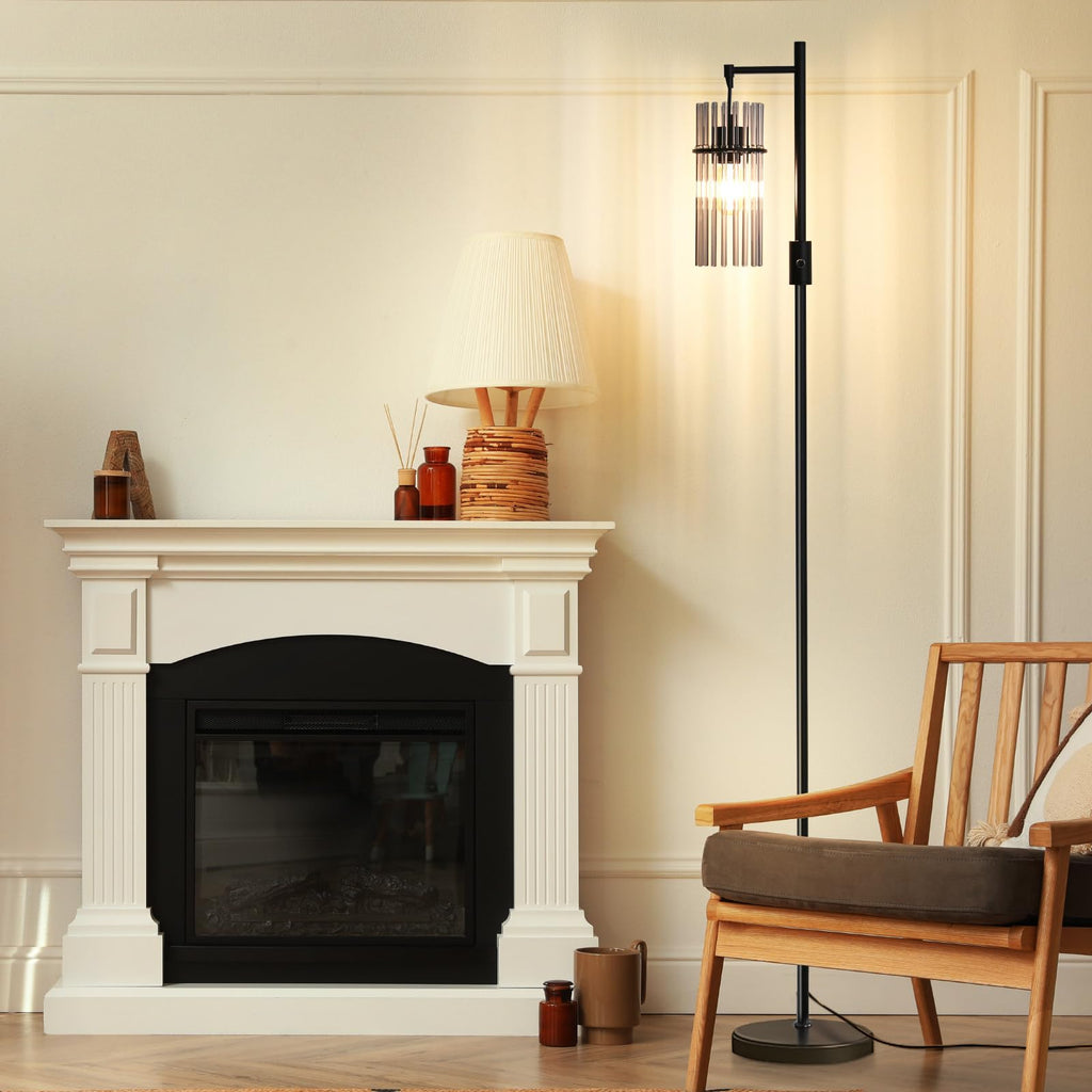 Industrial 66" Tall Modern Floor Lamp Dimmable Glass Black