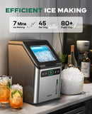 Nugget Ice Maker Countertop - 44lbs/Day Soft Chewable Pebble Ice, Self-Cleaning One-Click Operation, Stainless Steel