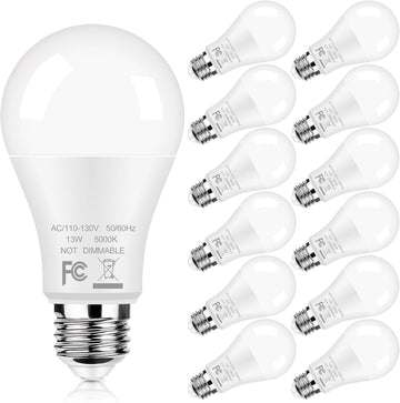 12-Pack A19 LED Light Bulbs 100W Equivalent Bulbs, Super Bright 1500 Lumens 13W 5000K Daylight White Bulbs with