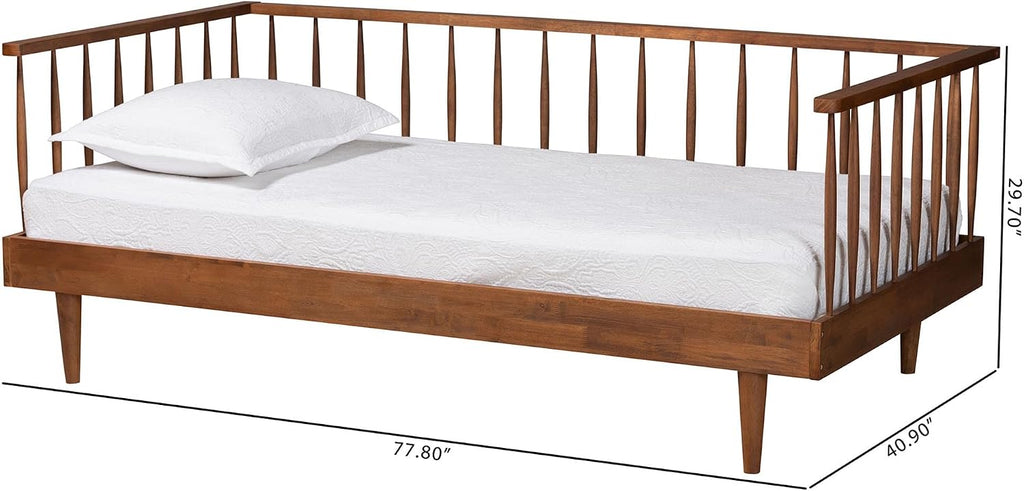 Matilda Mid-Century Modern Ash Walnut Finished Wood Twin Size Daybed