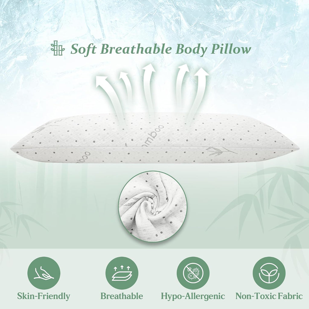 Body Pillow Shredded Memory Foam with Pillowcase for Adult | Adjustable Foam Pregnancy Long Full Bed Body Pillows for