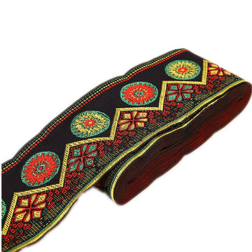 7 Yards Sunrise Sunset on the Moutain Jacquard Ribbon Suzani Floral Embroidered Woven Trim for Embellishment Craft