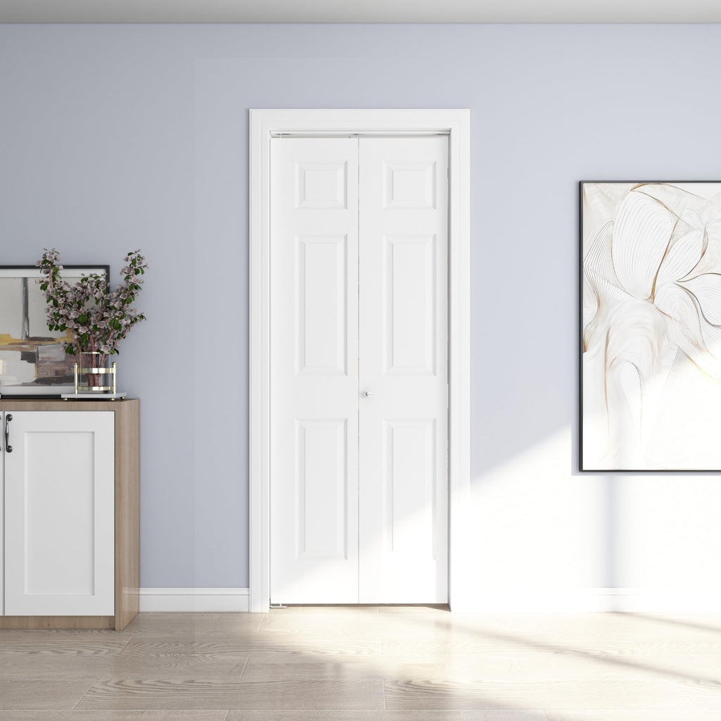 30 x 80 in. 6-Panel Bifold Door, Primed Hollow Core Closet Door