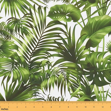Palm Tree Fabric By The Yard, Green Plant Leaves Upholstery
