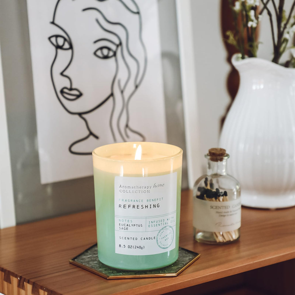 Eucalyptus & Sage Scented Candles - Summer Scented Candles, 8.5oz