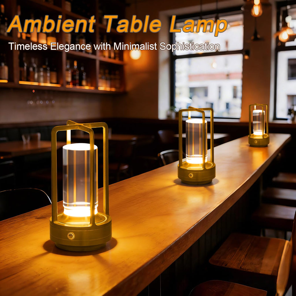 Cordless Table Lamp Rechargeable Small Crystal Lamp, Gold