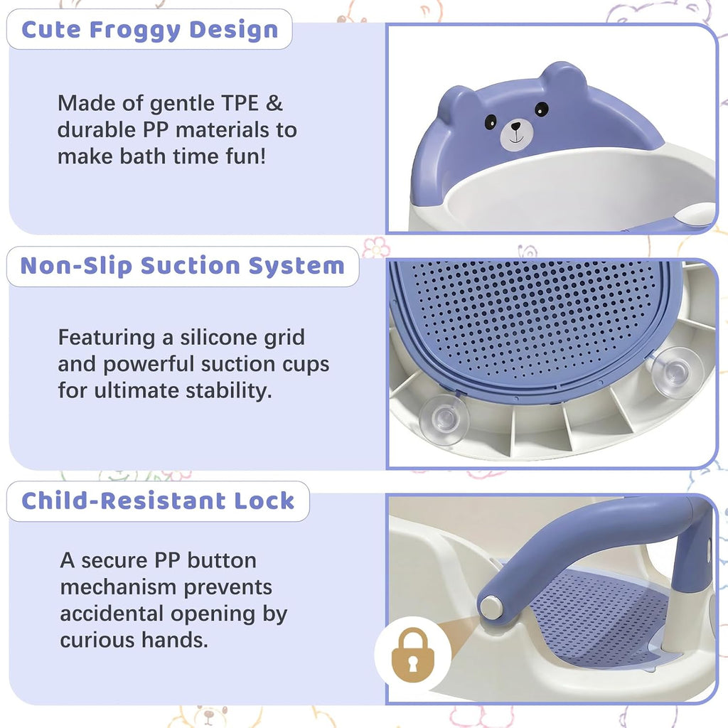 Bath Seat for Babies 6 Months & up Non-Slip Toddler Bath Seats for Sitting Up Infant Bathtub Chair with Suction Cups