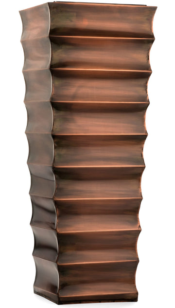 Tall Copper Planter 29 Inch - Indoor Outdoor Entryway Pot for Small Spaces, Antique Copper Finish, Decorative Patio