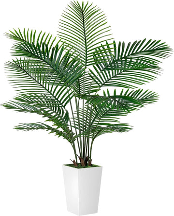 Palm Tree 6FT Artificial, 72in Tall Faux Palm Tree with 15.7 White Planter, Fake Potted Tree Home Office Decor