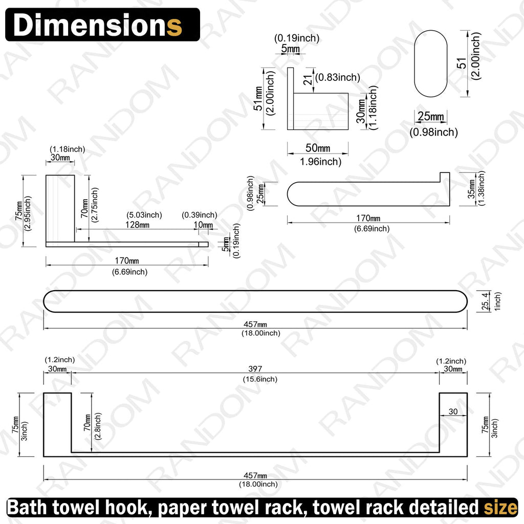 Brushed Gold Bathroom Hardware Set Bathroom Towel Holder Set 4 Piece Include 18" Gold Towel Bar Toilet Paper Holder