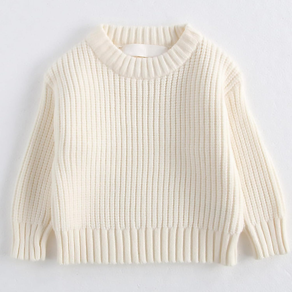 Baby Knit Sweater Toddler Boys Girls Warm Sweater Soild Pullover Round Neck Top Clothes Fall Winter Outfits