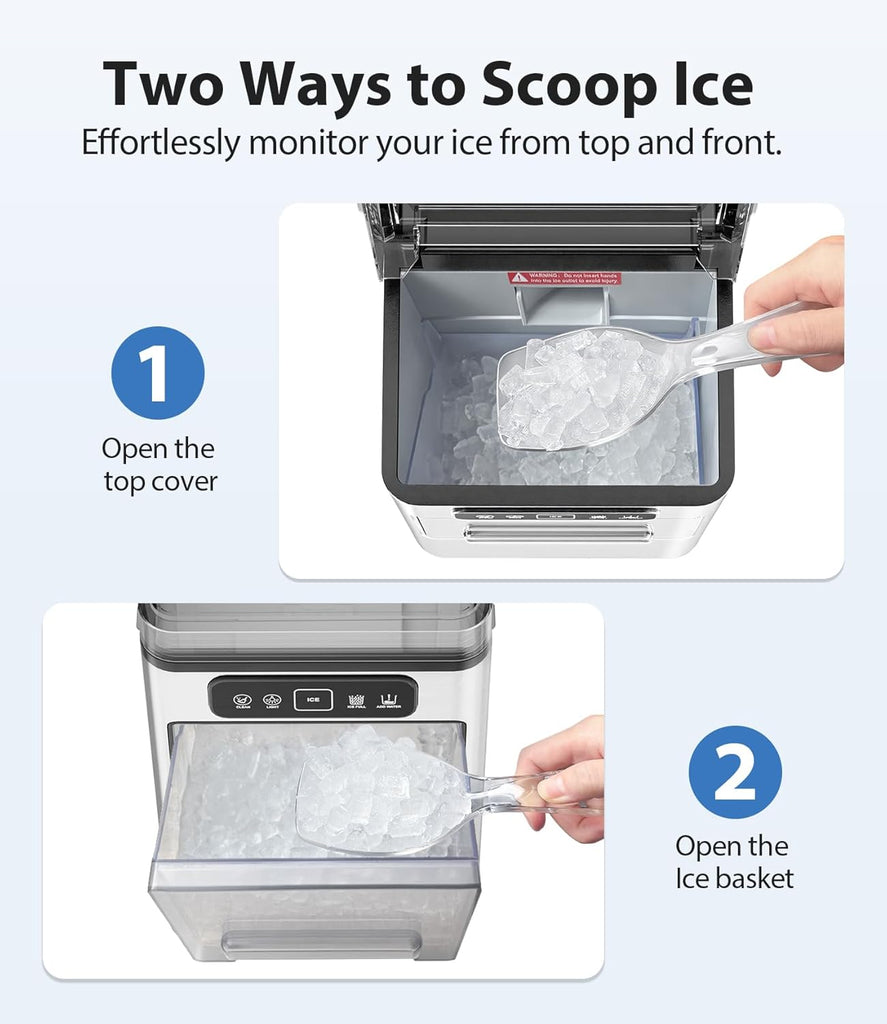 Nugget Ice Maker 40lbs/Day, Countertop Ice Maker Soft Chewable Ice, Ice Makers One-Click & Self-Cleaning, Crushed