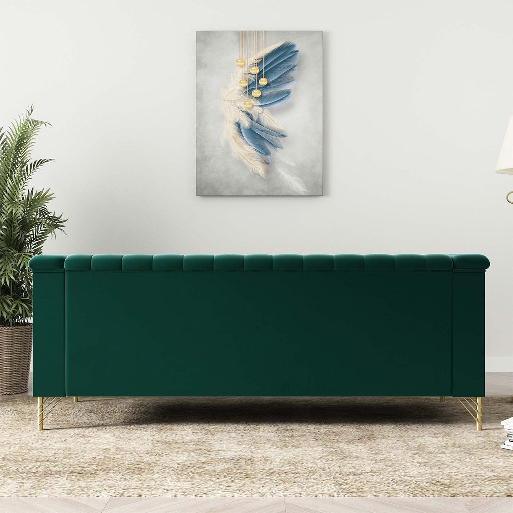 Emerald Green Couch Sofa, 83" Mid-Century Modern Tufted Chesterfield Sofa with Flared Arms and Removable Cushions