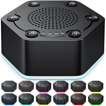 High Fidelity White Noise Sound Machines with 30 Unique Non-Looping 12 Colors Night Light 4 Timers 10-Level