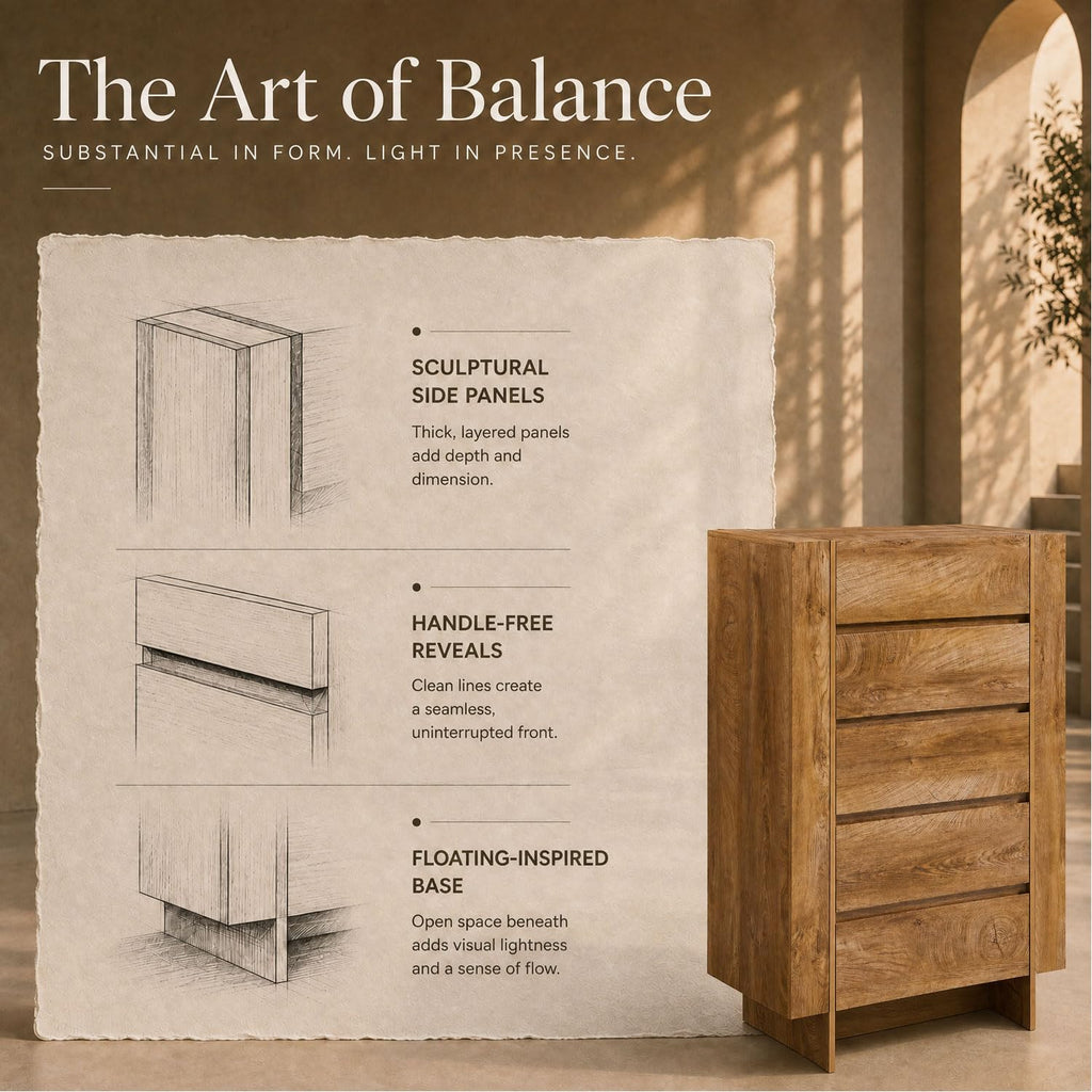 47" Tall 5 Drawer, 20" Depth for More Storage