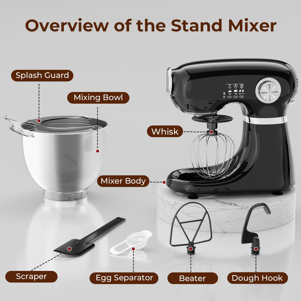 5.3 Quart Electric Stand Mixer With 12 Speed, Low Noise