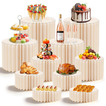 10 Pack Buffet Risers Foldable High Load-Bearing Food Display Risers for Buffet Table, Cylinder Cake & Dessert Stands
