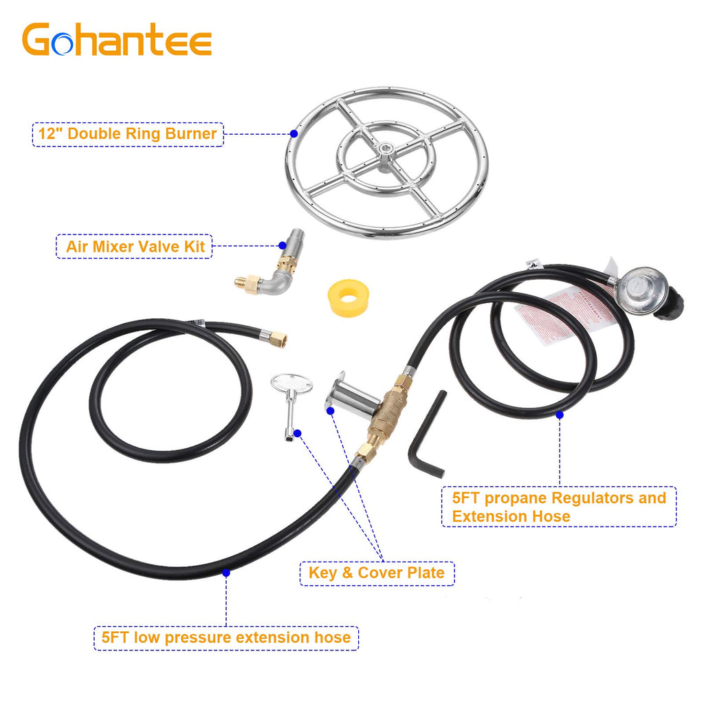 Ring Burner Valve Assembly Kit, 12 inch Stainless Steel Fire Pit