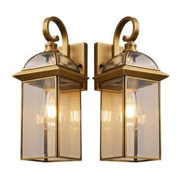 Brass Outdoor Wall Lights, Waterproof Porch Sconces, Bulbs Included, 2-Pack