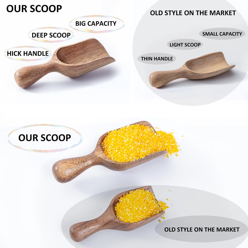 Wooden Scoops for Canisters 4PCS Acacia Wooden Scoop for Jars Mini Measuring Spoons for Ground Coffee Scoops Wood