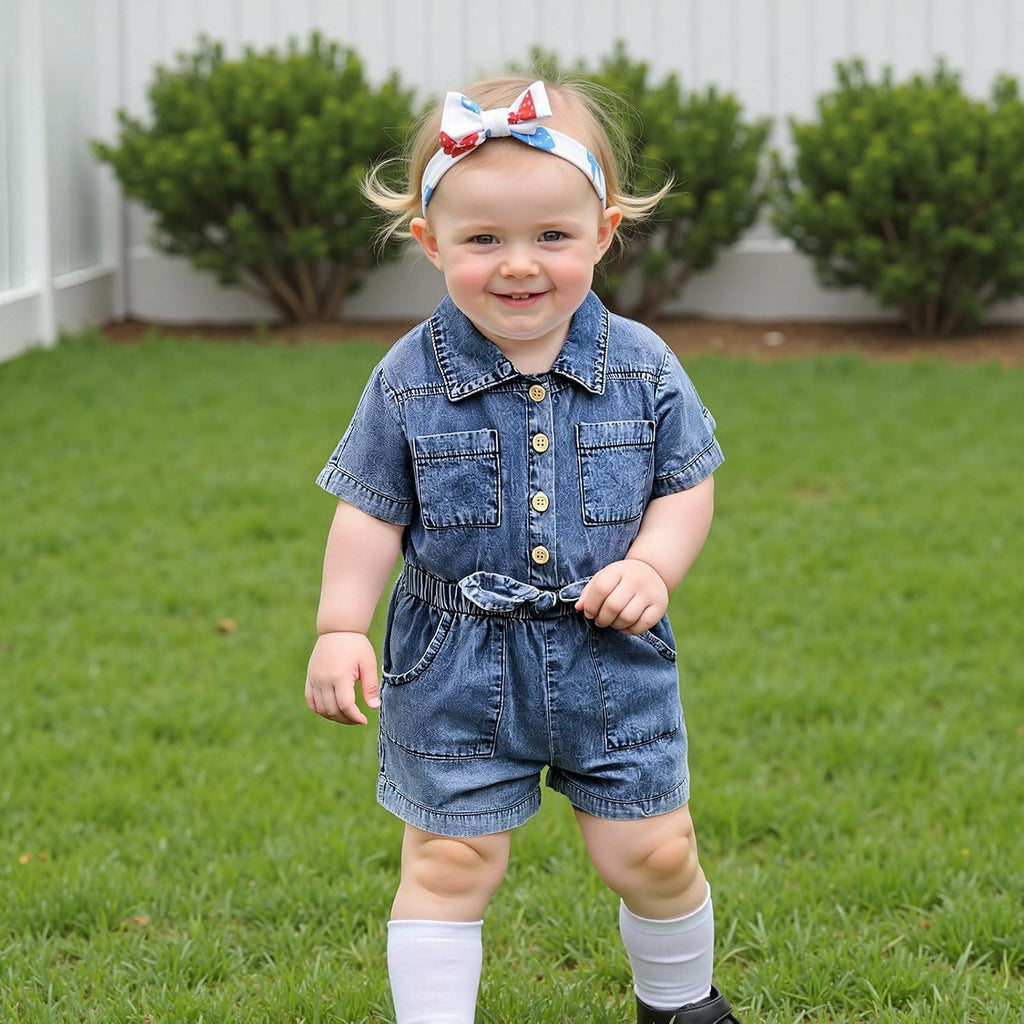 Toddler Baby Girl Denim Romper Baby Girl Overall Shorts Infant Summer Clothes Jean Jumpsuit One Piece Outfit