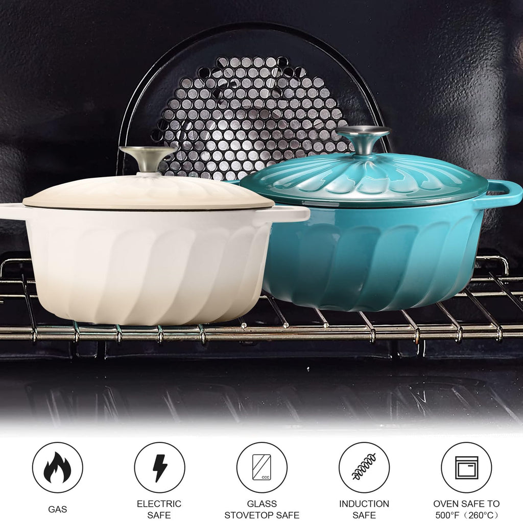 Enameled Cast Iron Dutch Oven Pot with Lid, 3 QT Small Dutch Oven
