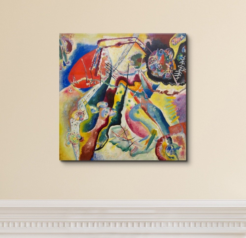 Bild mit rotem Fleck by Wassily Kandinsky - Canvas Print Wall Art Famous Painting Reproduction - 16" x 16"