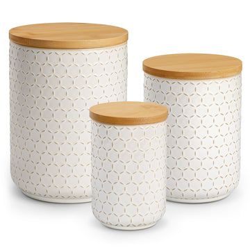 Ceramic Canisters Set with Airtight Lids, 80/40/20 oz Coffee Canister, Cookie Jar & Sugar Container, Canisters Sets
