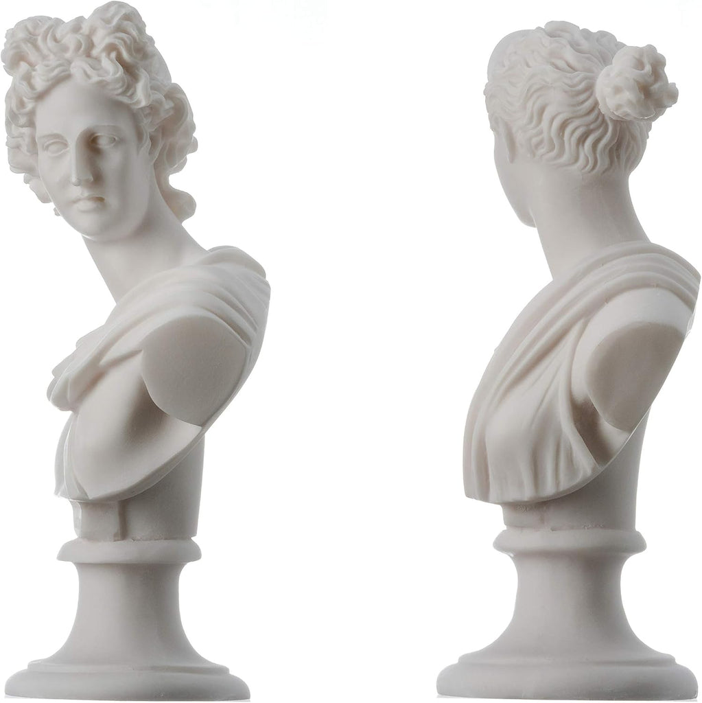 Artemis Diana and Apollo Bust Greek Statues Handmade Figurine Gods Alabaster Articrafts