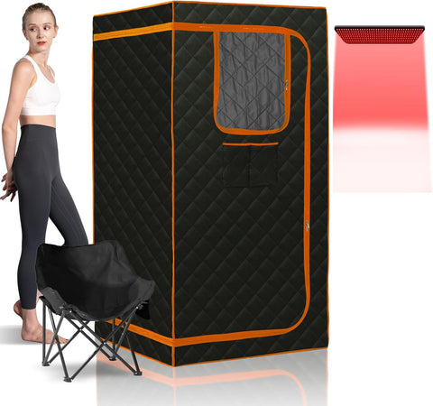Smartmak Portable Infrared Sauna,1 Person Infrared Sauna Box with 660nm Red Light Therapy