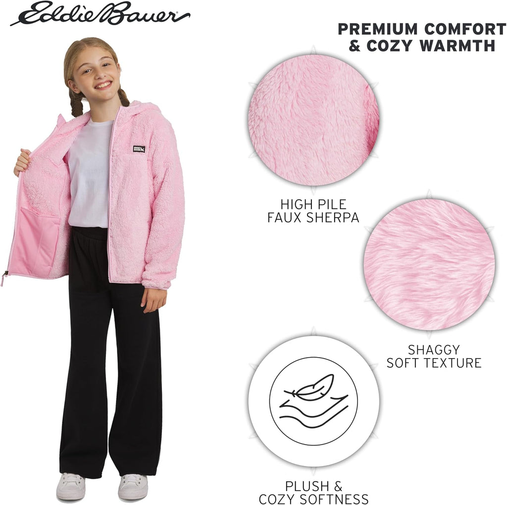 Girls' Quest Plush High Pile Faux Sherpa Hooded Jacket