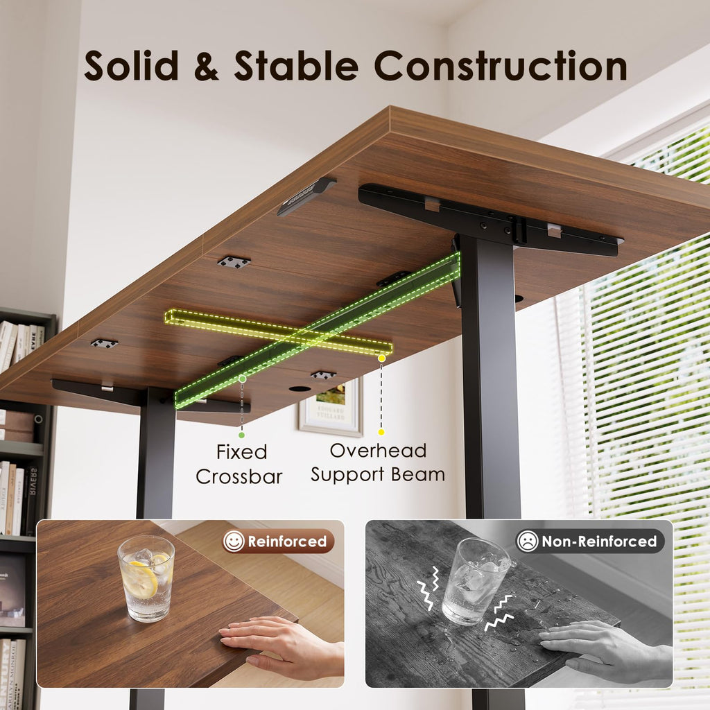 79 Inch Executive Electric Standing Desk Height Adjustable, Walnut