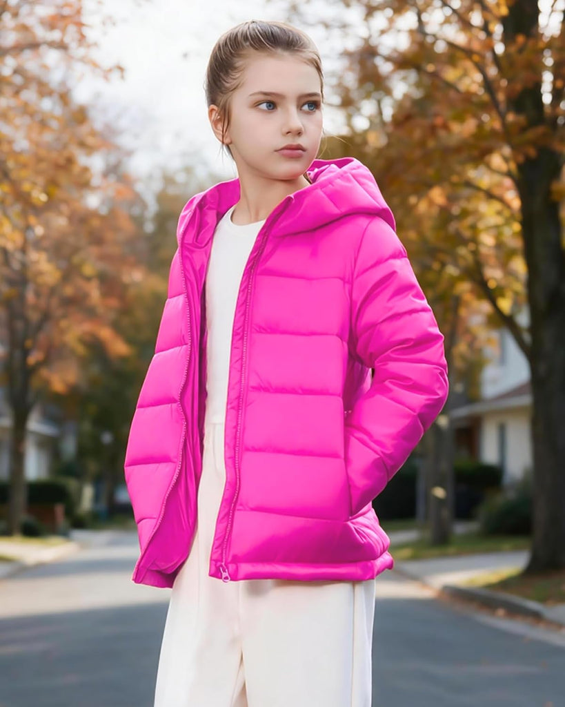 Hooded Puffer Jackets for Girls Lightweight and Packable Autumn a Winter Coat