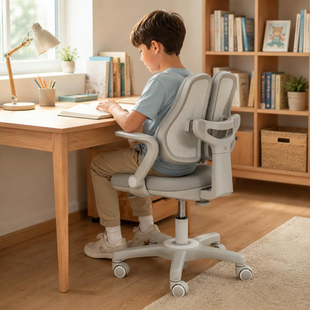 Ergonomic Kids Study Desk Chair with Lumbar Support, Adjustable Height, Adjustable Backrest, Flip-Up Armrests Bedroom