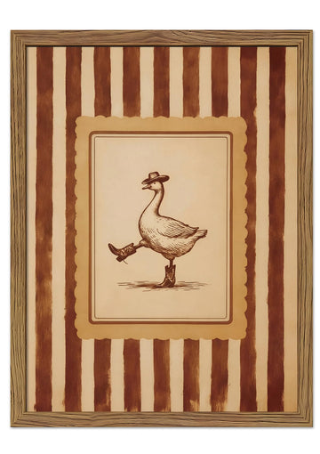 Vintage Nursery Framed Wall Art Cowboy Duck Pictures Wall Decor 16x24 Inch