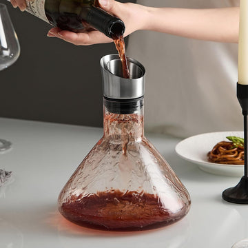 Iceberg Wine Decanter,Red Wine Carafe with Built-in-Aerator,Wine Aerator,Wine Gifts for Christmas,Stainless Steel