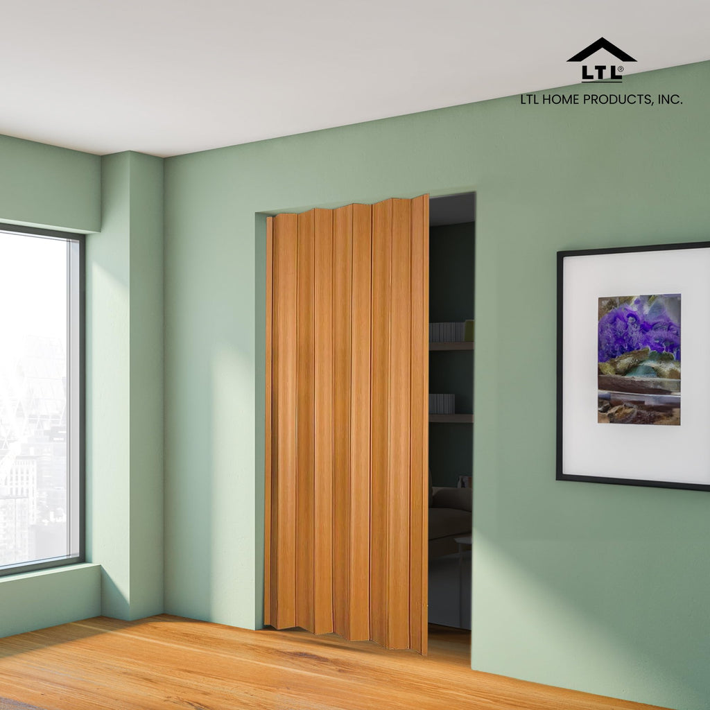 Regent Interior Accordion Folding Door, 36" x 80", Fruitwood
