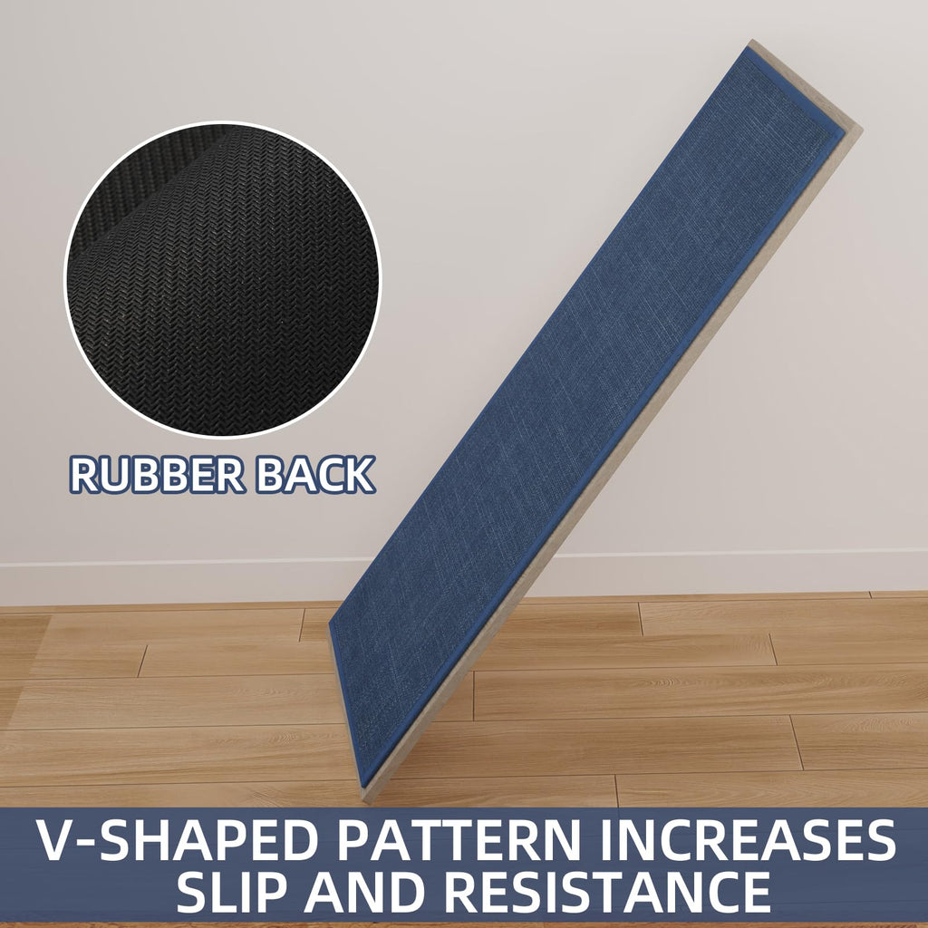 Kitchen Mats Set of 2 PCS for Floor, Washable Non Slip Rugs, Dark Blue