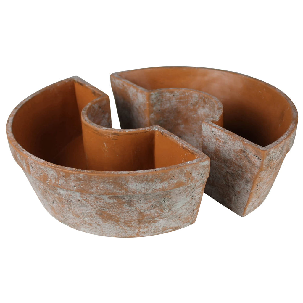 Tresco Rustic Half Round Terra Cotta and Cement Planter for Outdoor Sun Umbrella Poles - 4.5" Center Hole - No