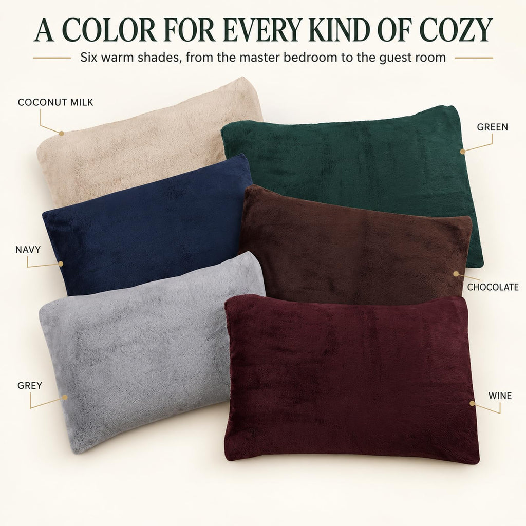 Comforter Set, Faux Fur Sherpa, Coconut Milk