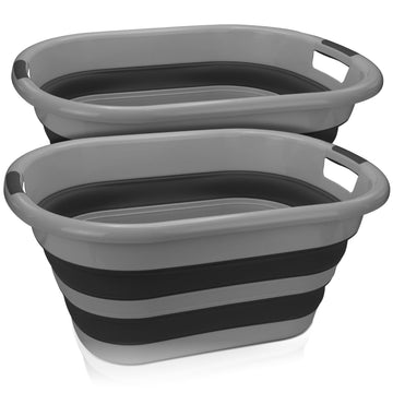 Collapsible Laundry Basket Set, Modern Extra Large Collapsible Basket Set, Comfort Non-Slip Grip Handles, Minimalist
