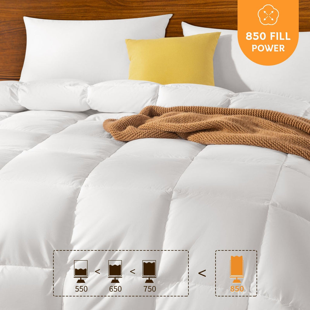 Goose Feather Down Comforter Queen Size, 100% Cotton Cover