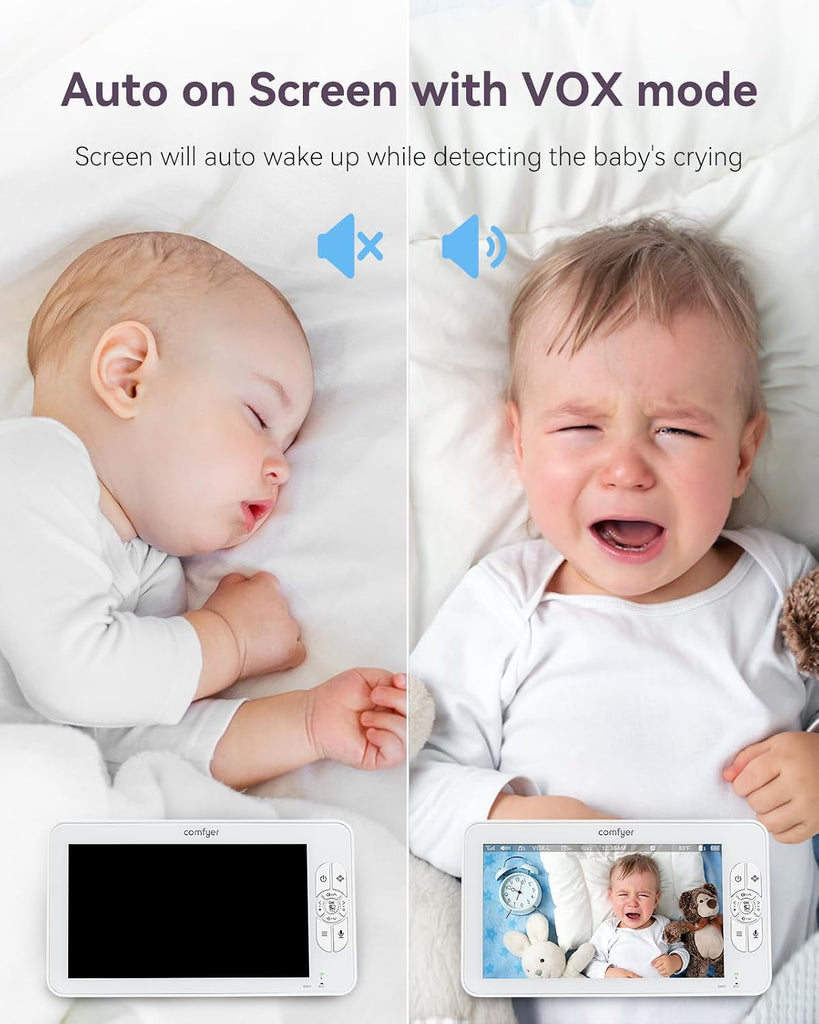 BM01 Baby Monitor with Camera and Audio, 7" 720P HD Video Baby Monitor No WiFi, 6000mAh Battery, VOX Mode, Auto Night