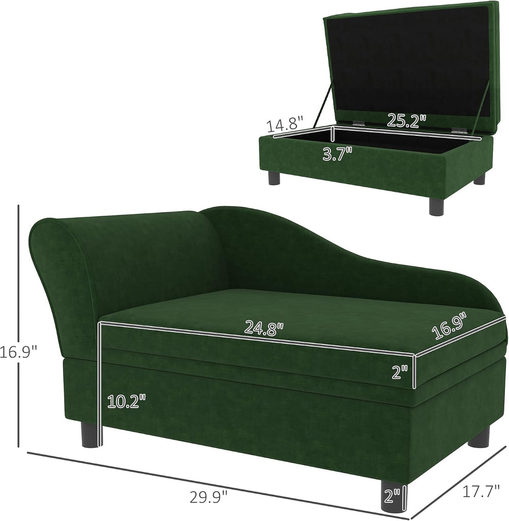 Luxury Fancy Dog Couch with Hidden Storage, Small Dog Sofa Bed with 2" Soft Foam, Modern Pet Furniture for Puppies &