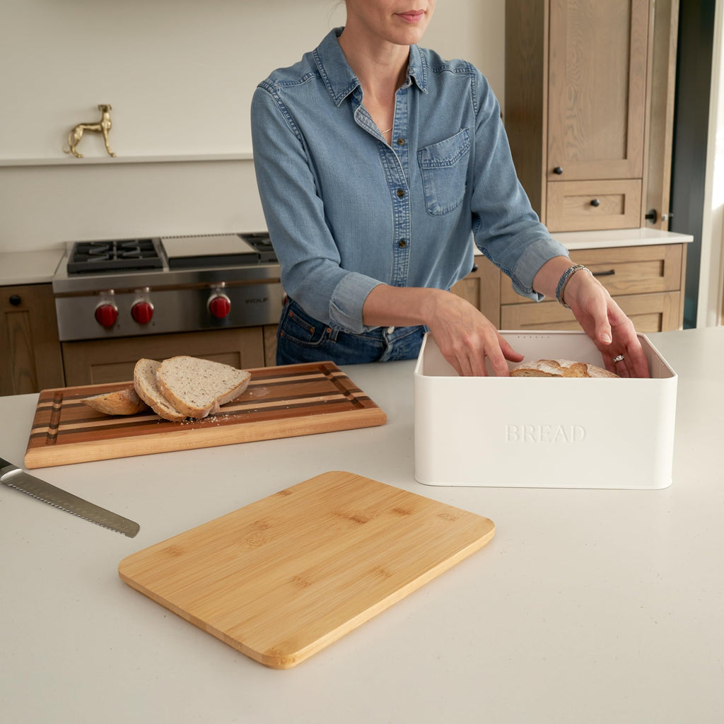 Bread Box - Beautiful With Wooden Lid For Your Kitchen Countertop