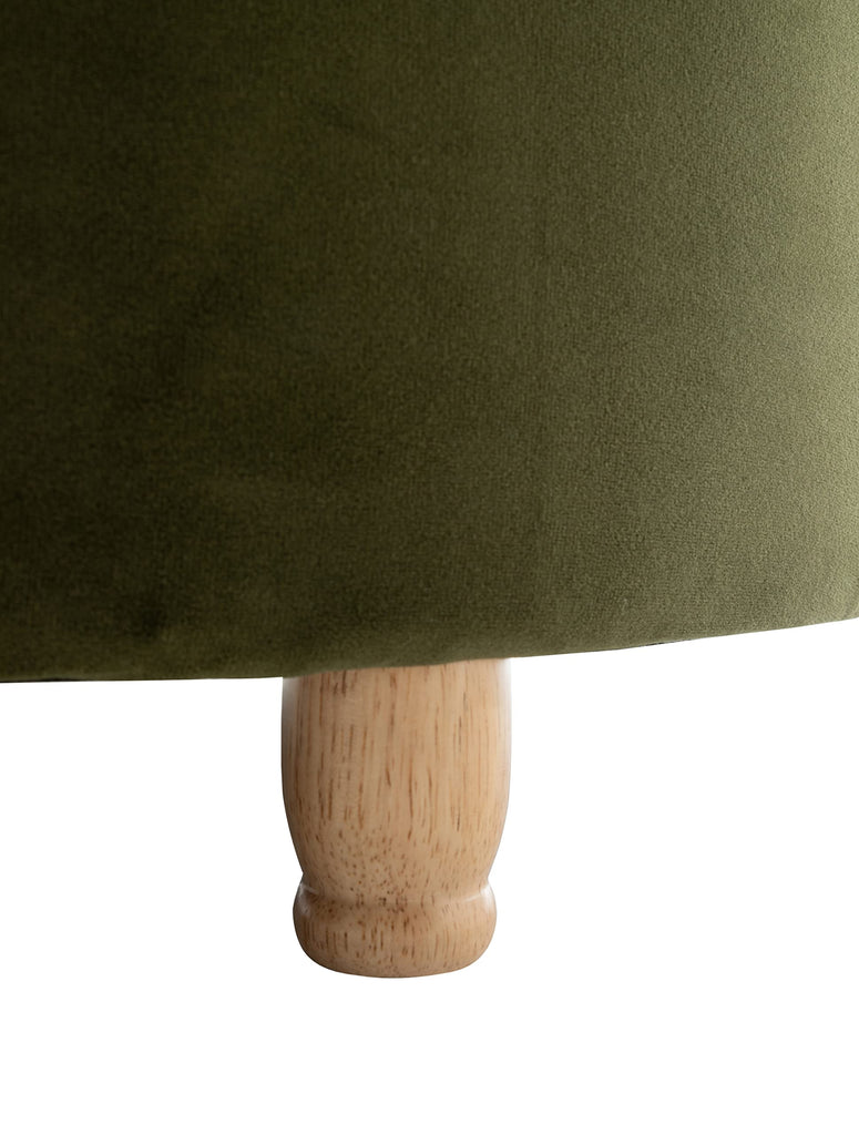 Classic 28-Inch Wide Button Tufted Round Storage Ottoman Footstool with Lift Off Lid, Sage Green Velvet