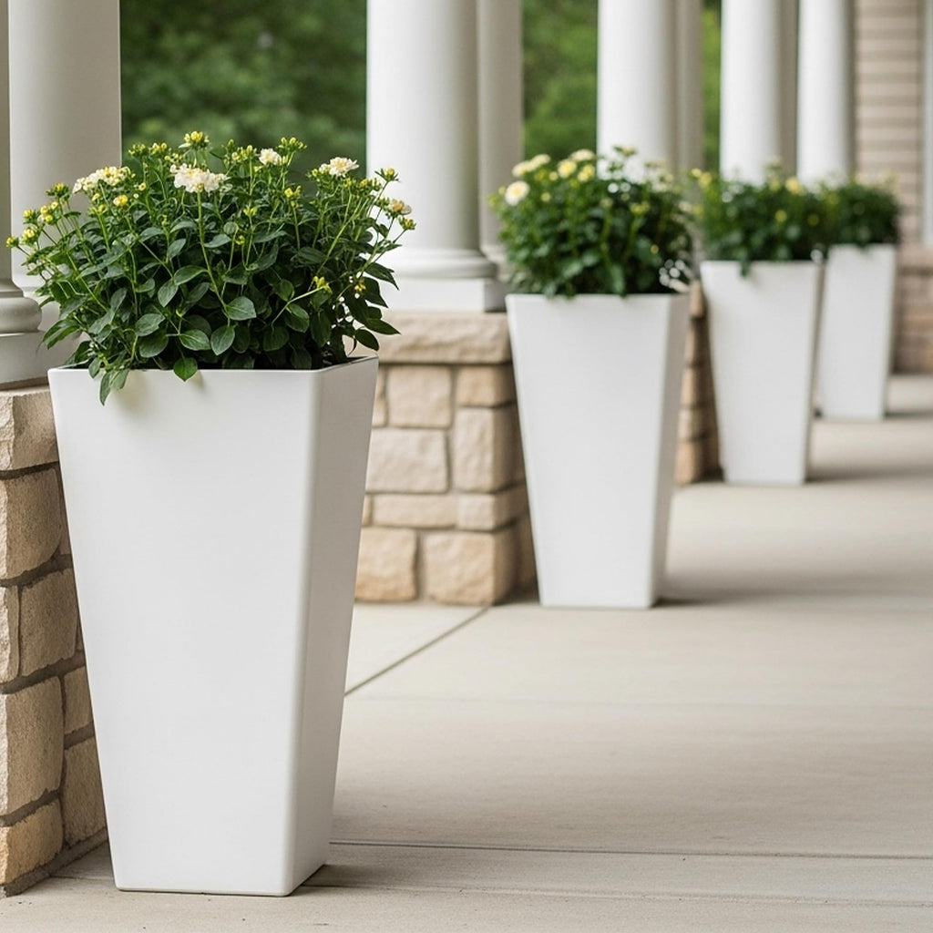 Garden Large 28" Tall Planter Set of 2 Plant Pot for Indoor Outdoor
