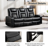 CANMOV Home Theater Seating Seats, Theater Recliner Chair Sofa, PU Leather 3 seat Power Recliner Sofa with Cup Holders