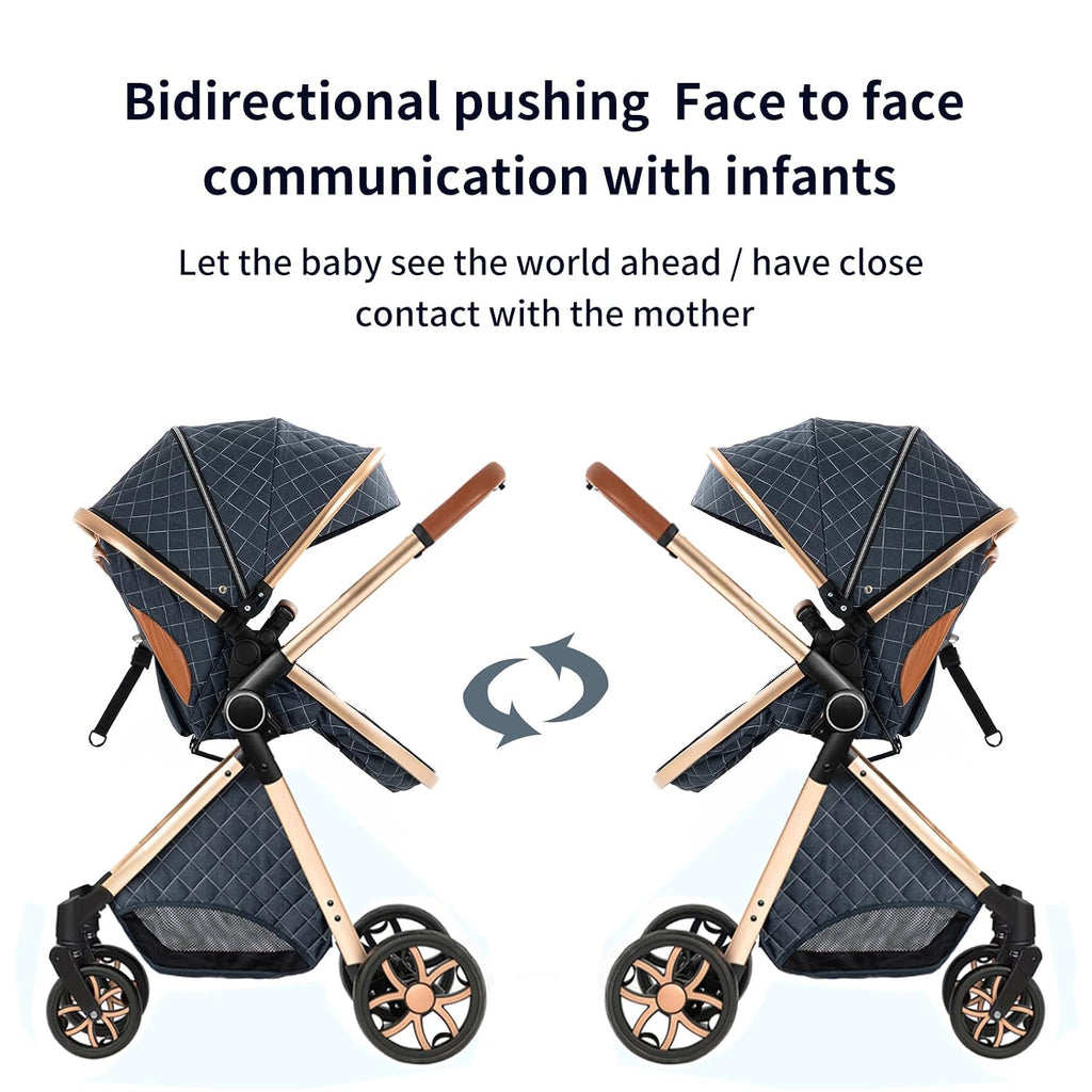 2 in 1 Baby Stroller, Convertible Pram, Reversible Standard Stroller, Portable Baby Buggy, Infant Carriage, Foldable